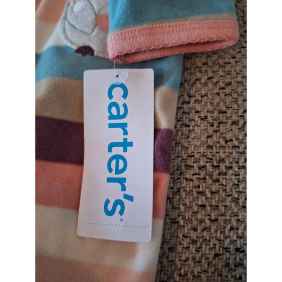Baby Girl Clothes Nwot Carter's 3 Month Striped Fleece Owl Footed Outfit - Picture 4 of 5